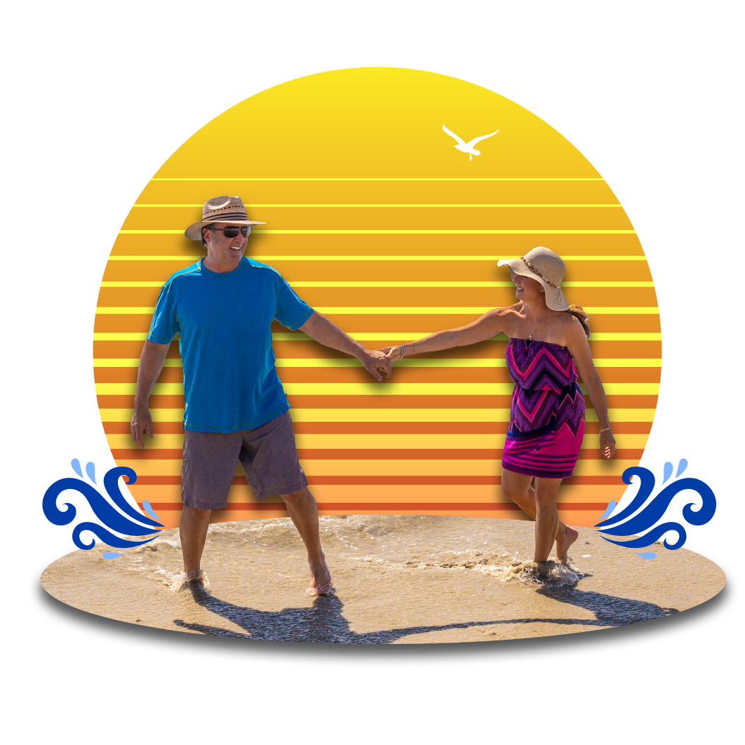 Couple enjoying the beach on a sunny day